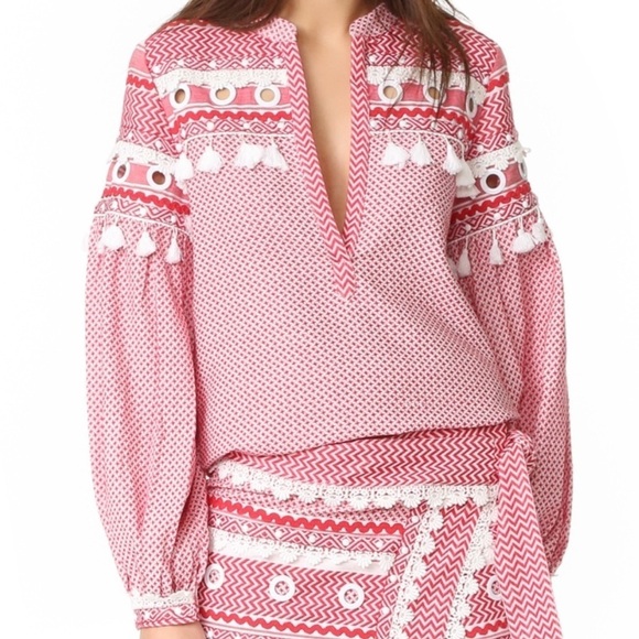 Dodo Bar Or Nathaniel top Tassel‎ Grommet Blouse Valentines Day - Picture 2 of 16